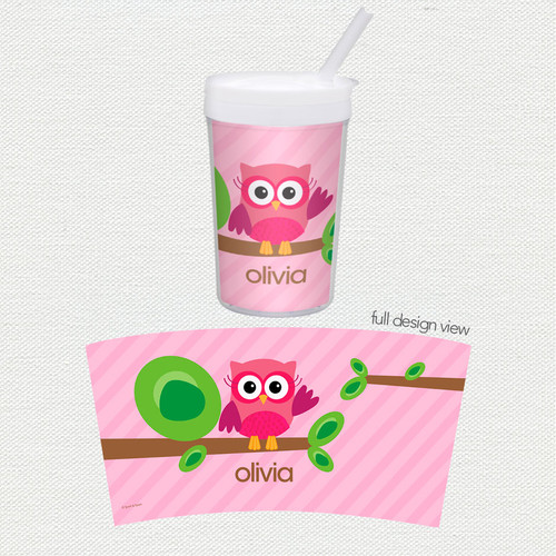 Pink Owl Be Yours Toddler Cup
