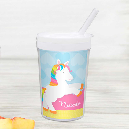 Cute Rainbow Pony Personalized Kids Cups