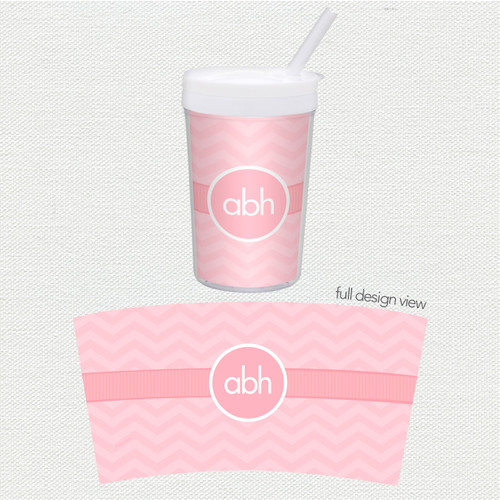 Initials on Chevron Toddler Cup