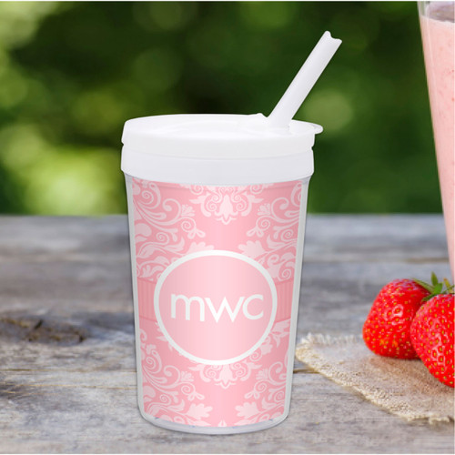 Pink Sweet Damask Personalized Kids Cups
