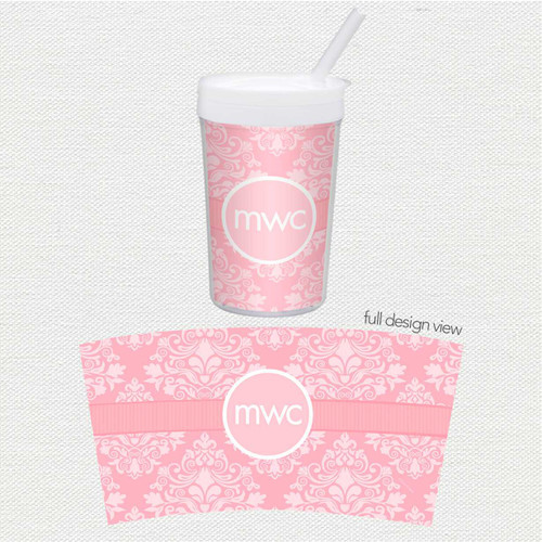 Pink Sweet Damask Toddler Cup