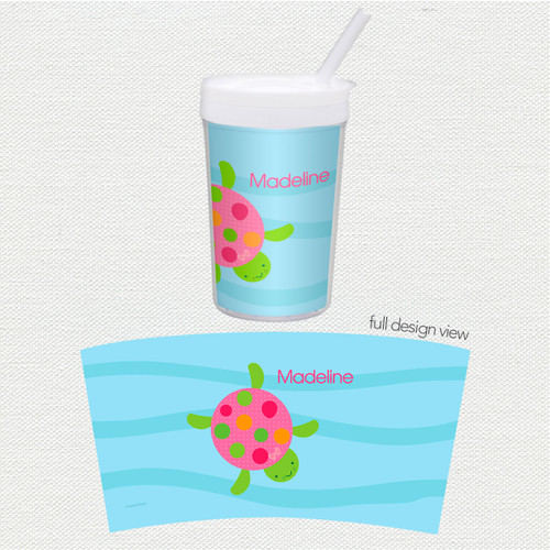 Swimming Pink Turtle Toddler Cup