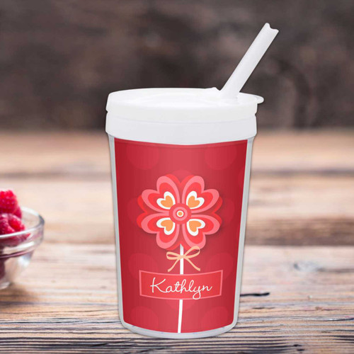 Lovely Heart Flower Personalized Kids Cups