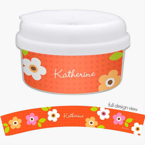 Preppy Flowers Orange Customized Snack Bowl