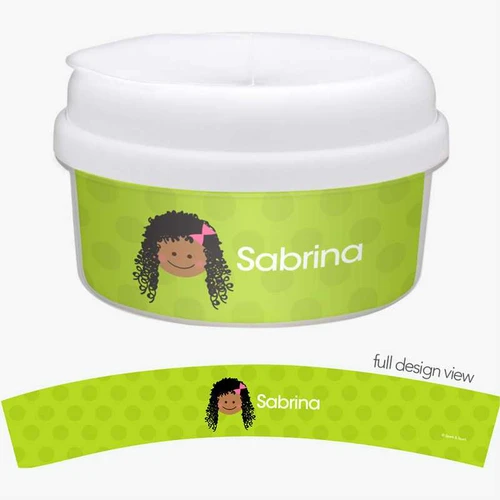 Just Like Me Girl Green Personalized Snack Bowl