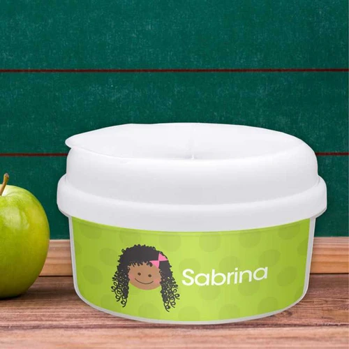 Just Like Me Girl Green Personalized Snack Bowl