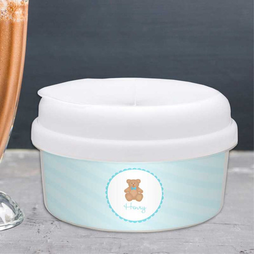 Cute Blue Teddy Bear Personalized Snack Bowls