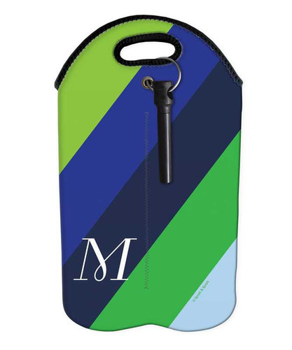 Simply My Initial (Blue) Wine Tote
