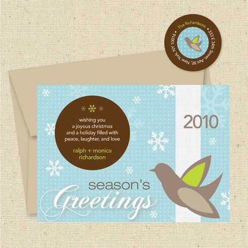 Shown with light kraft envelope and matching return address label