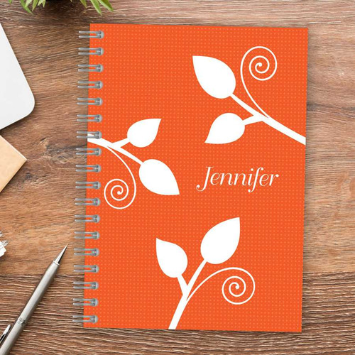 Leaves and Swirls Orange Journal