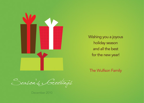 Xmas Gifts Green Christmas Photo Cards