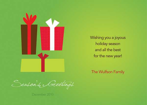 Xmas Gifts Green Christmas Photo Cards