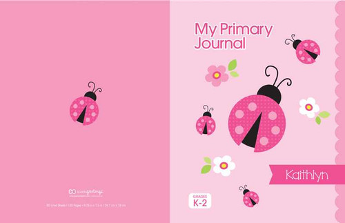 Sweet Pink Lady Bug Personalized Primary Journal