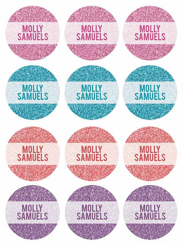 Glitter Shades Purple Waterproof Labels for Kids (Set of 48)