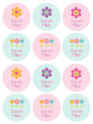 Sweet Little Blooms Waterproof Labels for Kids (Set of 48)