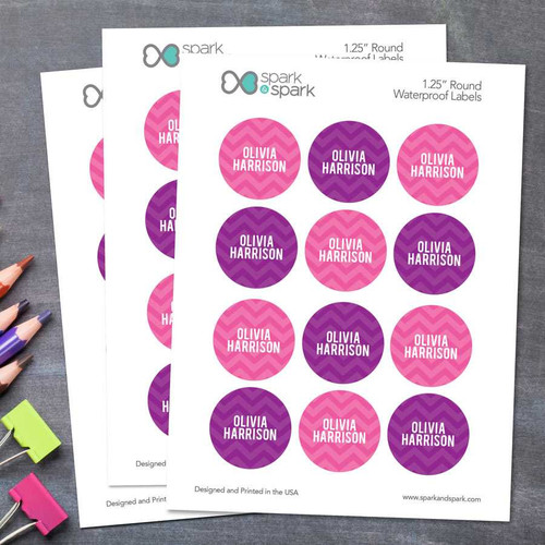 Girls Name on Chevron Waterproof Labels for Kids