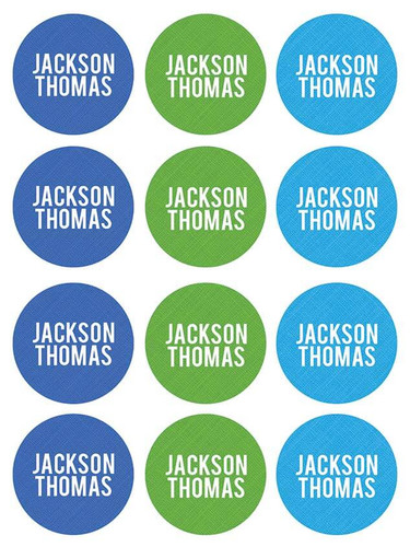 Linen Boy Shades Blue Waterproof Labels for Kids (Set of 48)