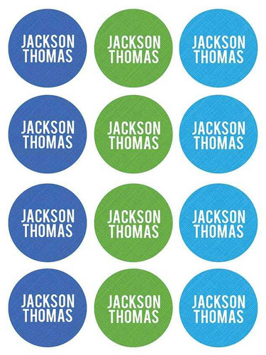 Linen Boy Shades Blue Waterproof Labels for Kids (Set of 48)