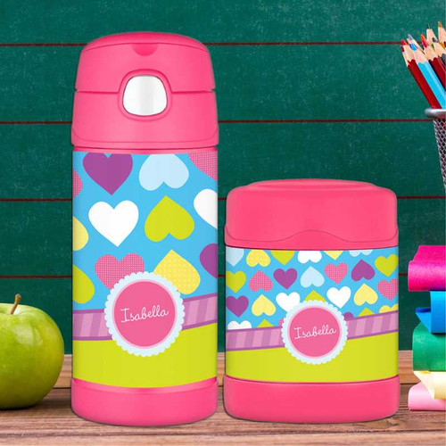 Happy Hearts Personalized Thermos For Kids