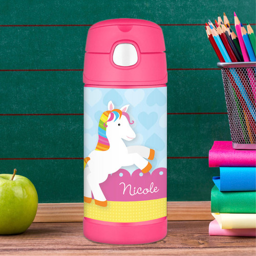 Rainbow Pony Personalized Thermos For Kids
