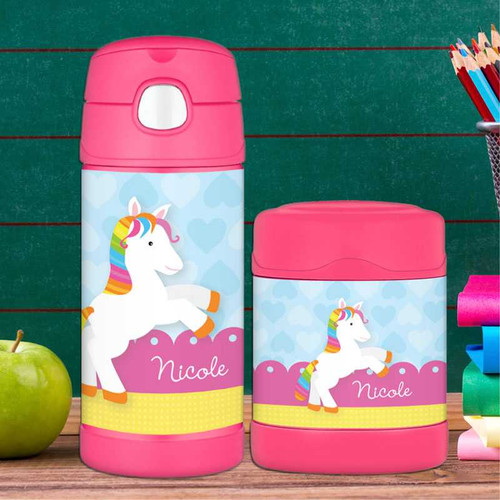 Rainbow Pony Personalized Thermos For Kids