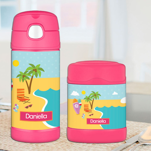 Fun At The Beach Personalized Thermos For Kids