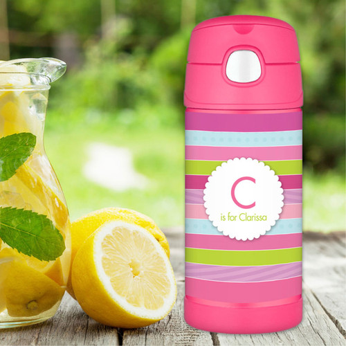 Pastel Stripes Personalized Thermos For Kids