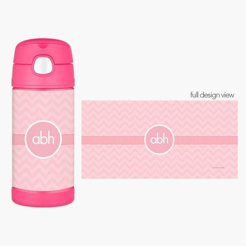 Pink Initials On Chevron Personalized Thermos For Kids