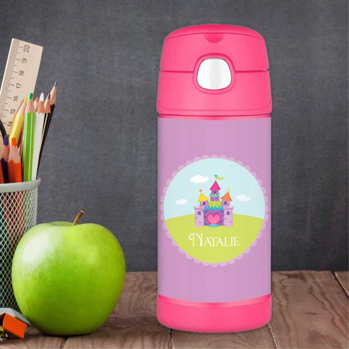 Pretty Heart Castle Personalized Thermos For Kids