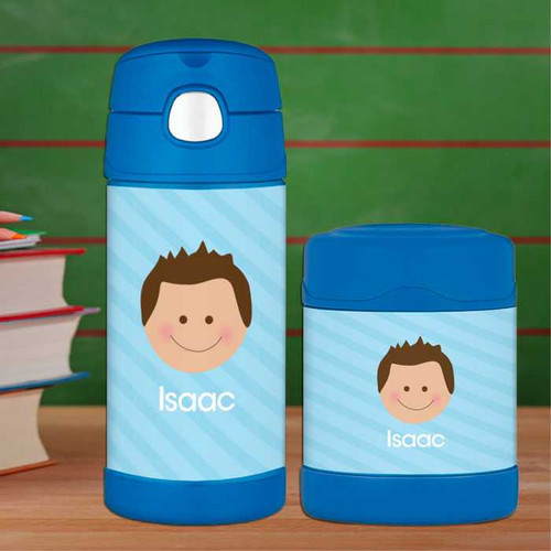 Just Like Me Boy Light Blue Thermos Bottle