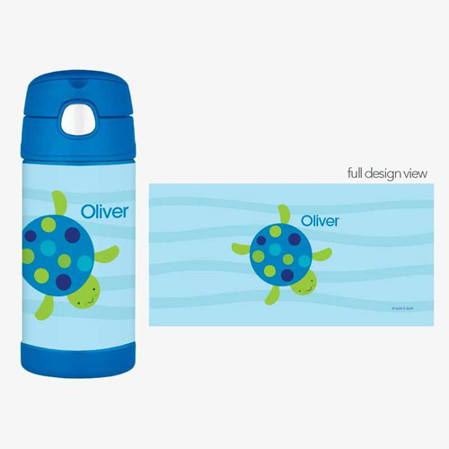 Swimming Blue Turtle Thermos Bottle