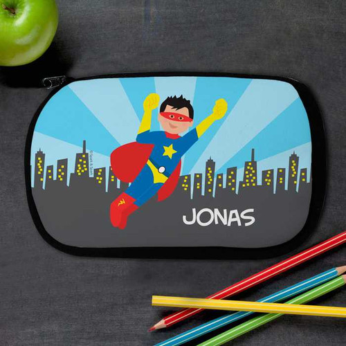 A Cool Black Hair Superhero Pencil Case
