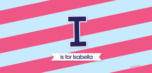 Double Initial Stripes Blue Thermos Bottle