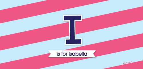 Double Initial Stripes Blue Thermos Bottle