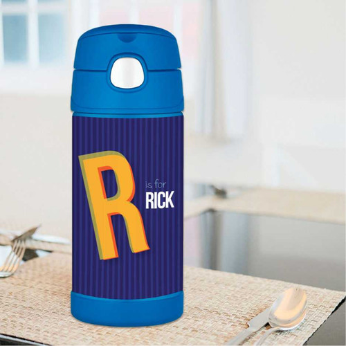 Double Initial Blue Drinking Bottle