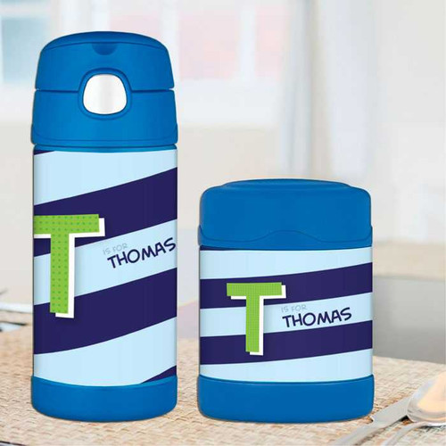 Brilliant Initial Blue Thermos Bottle
