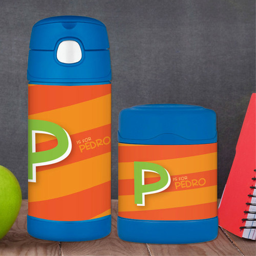 Brilliant Initial Orange Thermos Bottle