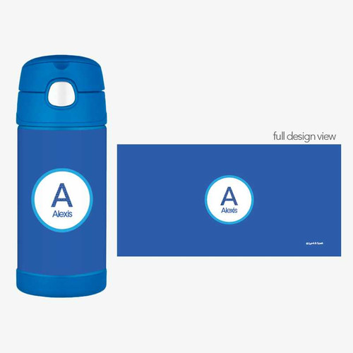 A Linen Blue Letter Thermos Bottle
