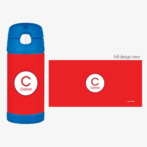 A Linen Red Letter Thermos Bottle
