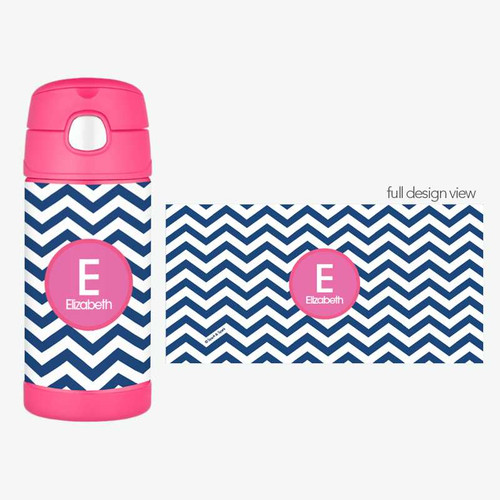 Chevron Blue and Pink Thermos Bottle