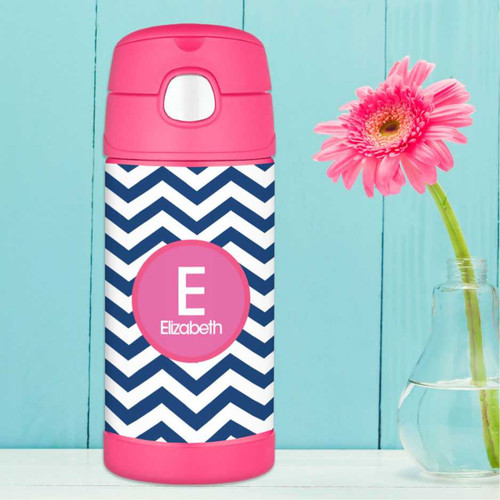 Chevron Blue and Pink Thermos Bottle