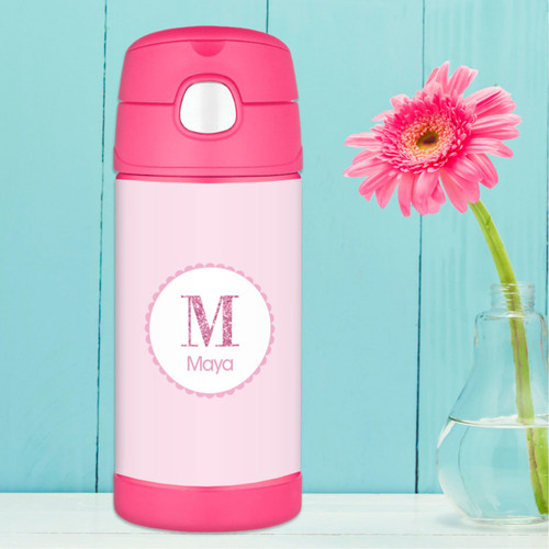 A Shiny Pink Letter Thermos Bottle