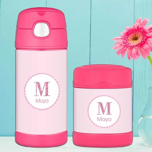 A Shiny Pink Letter Thermos Bottle