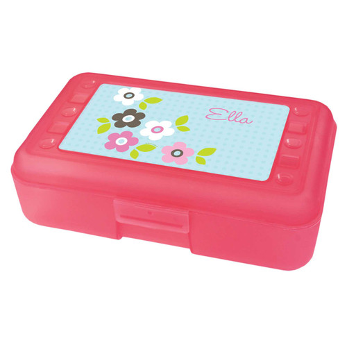 preppy blue flowers pencil box for kids