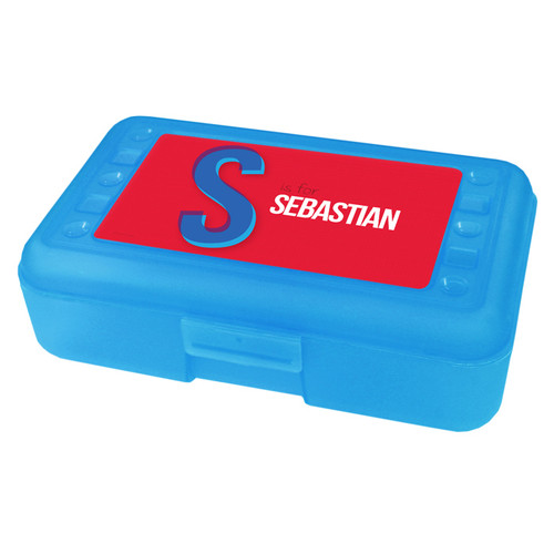 Double Initial Red Personalized Pencil Box