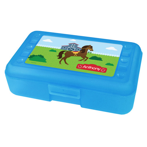 Cute Race Horse Personalized Pencil Box