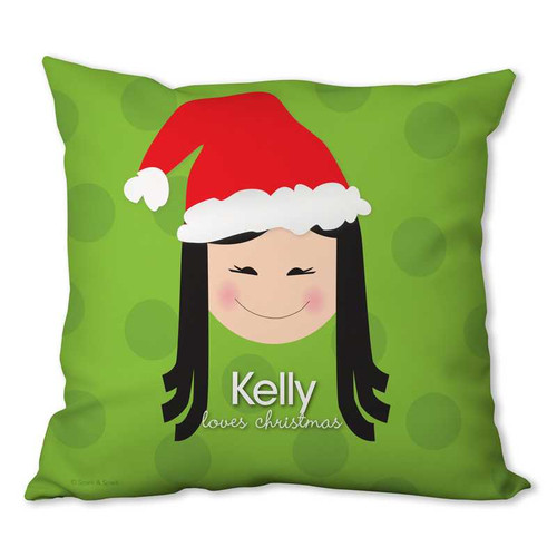 Santa's Hat (Girl) Personalized Pillow