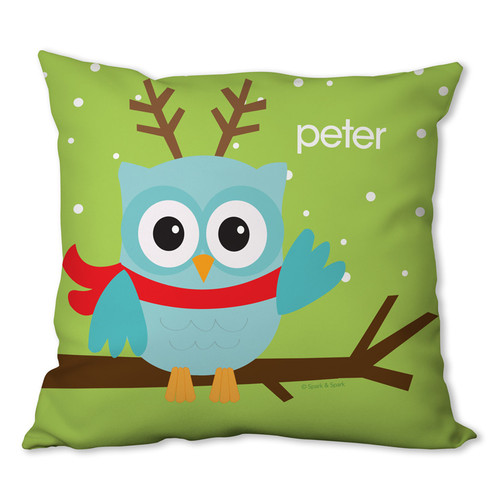 Xmas Baby Blue Owl Personalized Pillow