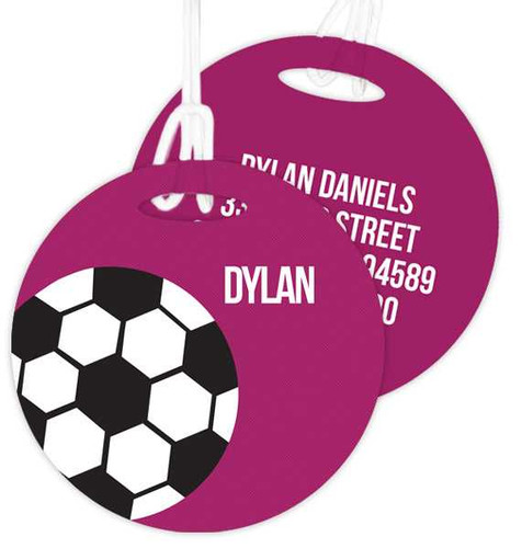Soccer Fan Purple Kids Luggage Tags