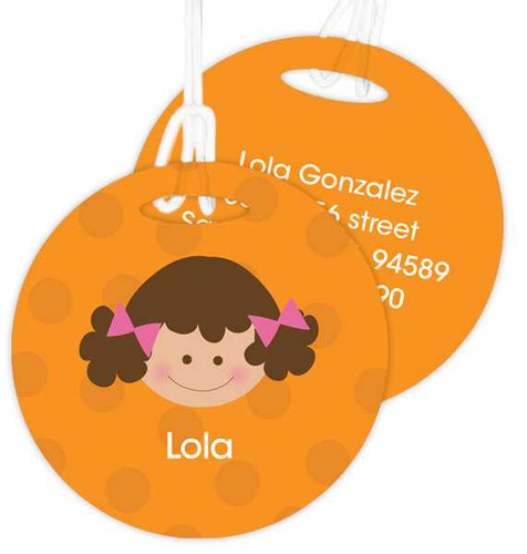 Just Like Me Girl Orange Luggage Tags For Kids